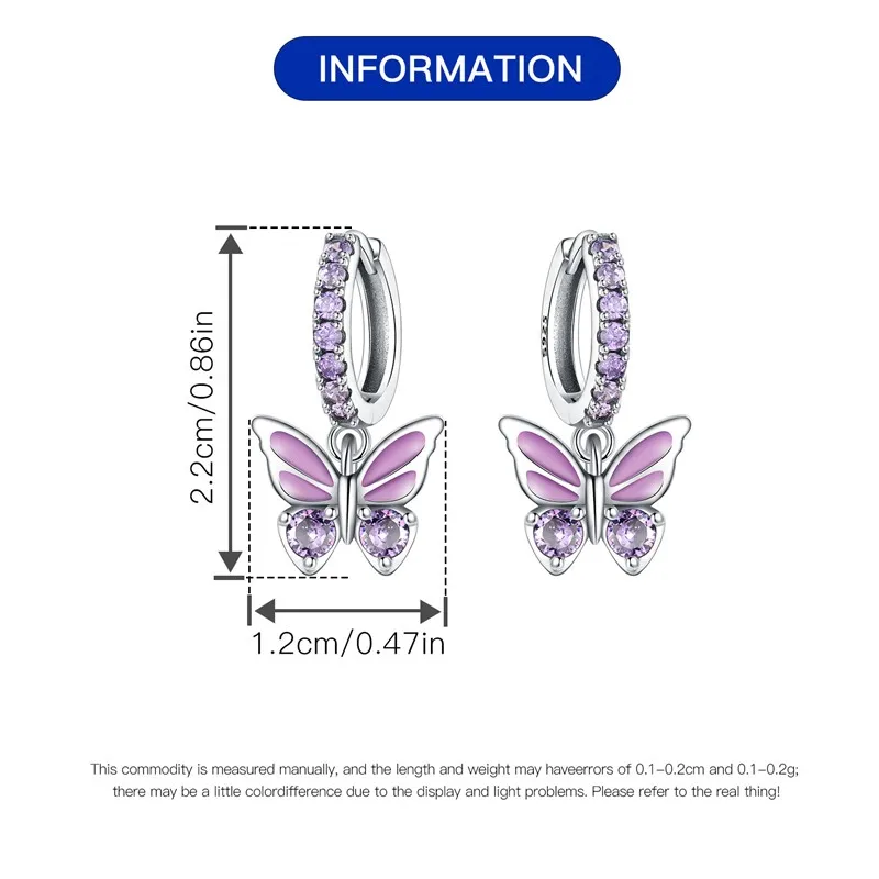 MISEFF Earrings For Silver 925 Fashion Butterfly Snowflake Earrings Cubic Zircon Ear Studs Silver 925 Original Jewelry Gifts