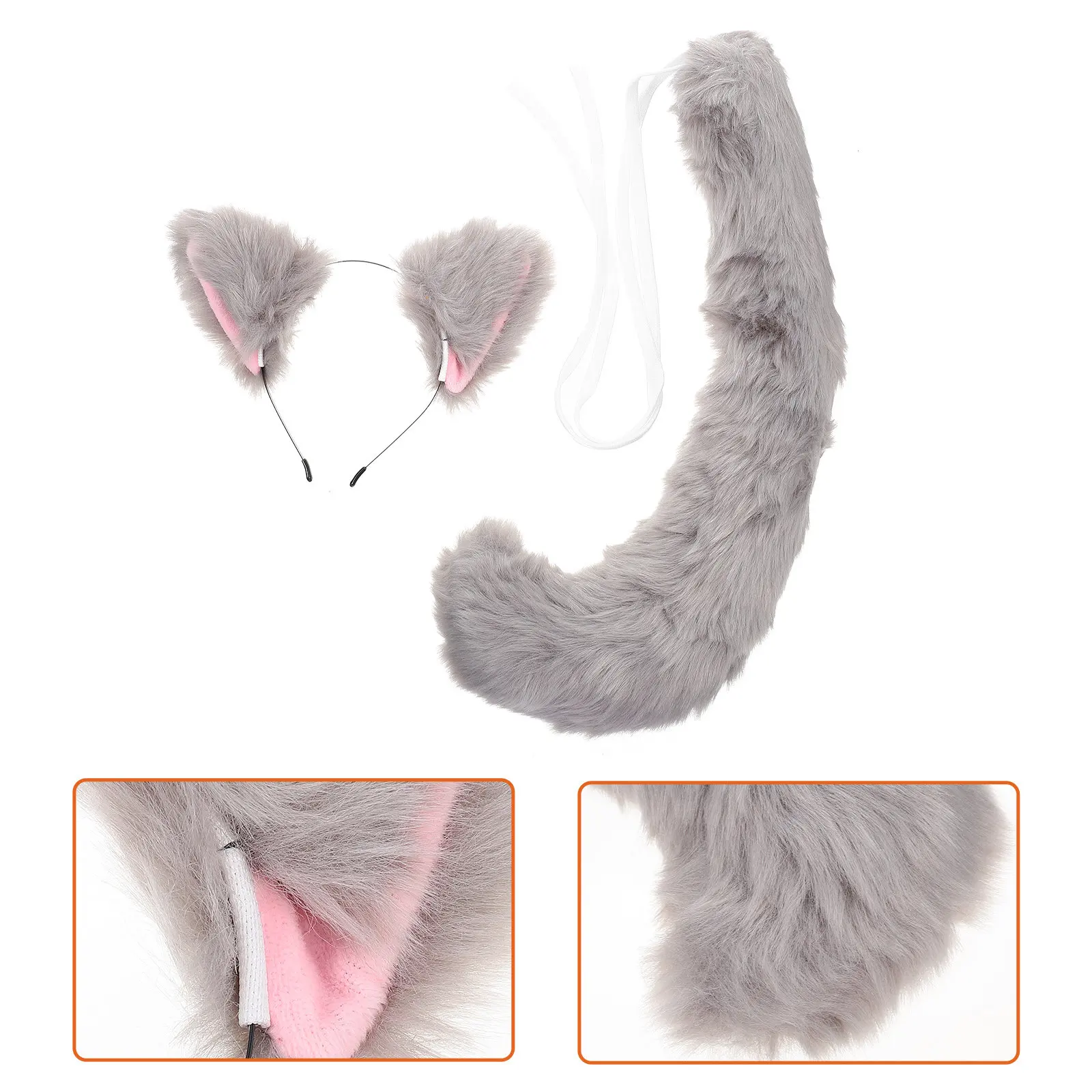 

1Set Cat Ear Hairband Fox Tail Decor Creative Cosplay Party Accessories Costume Prop Fox Ears Headband Tail for Festivals