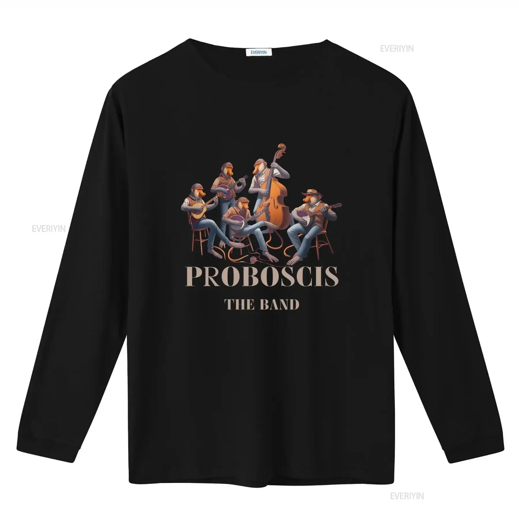 Proboscis Monkey Band Bluegrass Music T Shirt for Men and Women vintage Washed Unisex homme Top For Everyday Wear Comfortable