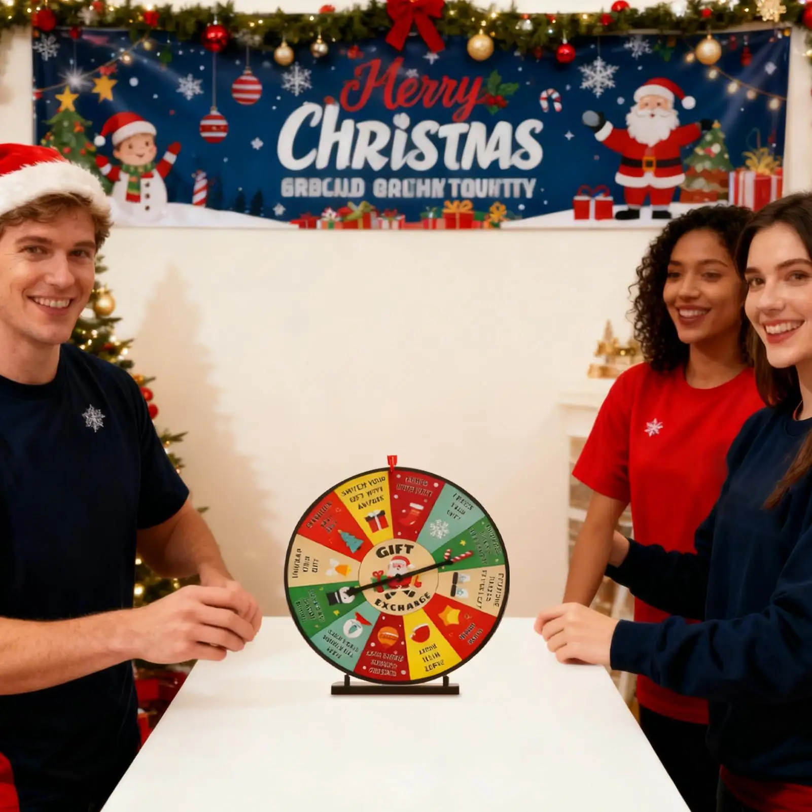 

Рождественское вращающееся колесо для праздничной вечеринки, рождественское вращающееся колесо для призов, обмен для семейных коллег, взрослых и мальчиков