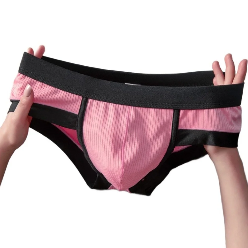 Men Briefs Underwear Bulge Pouch Contrast Color Underpants Panties Male Lingerie Elastic Butt Lifting Big Pouch Panties