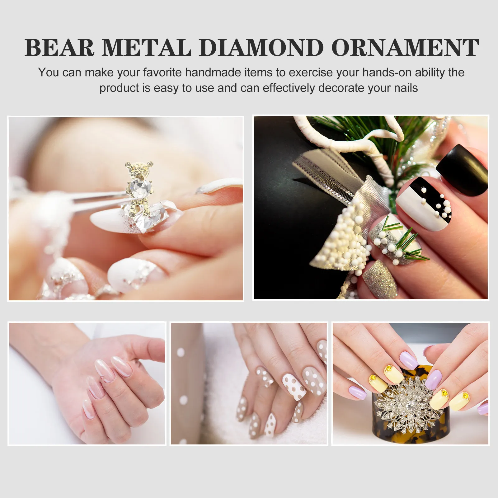 

20Pcs Bear Nail Art Charms Three Dimensional Adorable Bear Design Nail DIY Decorations for Quick Unique Manicure At Home Or