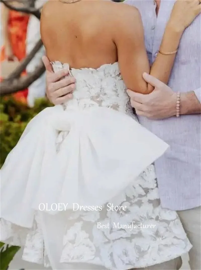 OLOEY Sweetheart Mini Sexy Short Wedding Dresses Bowback Summer Bride Dress Beach Country Vestidos de noiva Princess