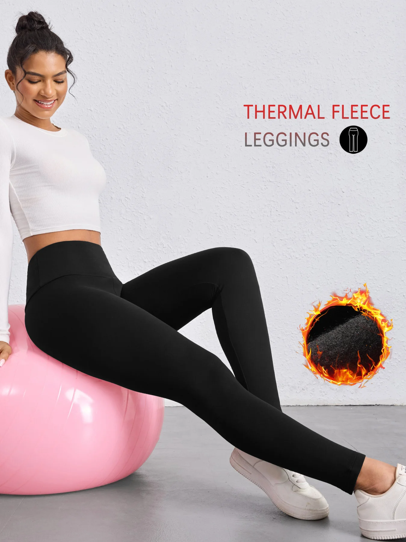 Leggings de treino quentes de inverno para mulheres: calças de ioga forradas de lã térmica, cintura alta, macias e grossas.