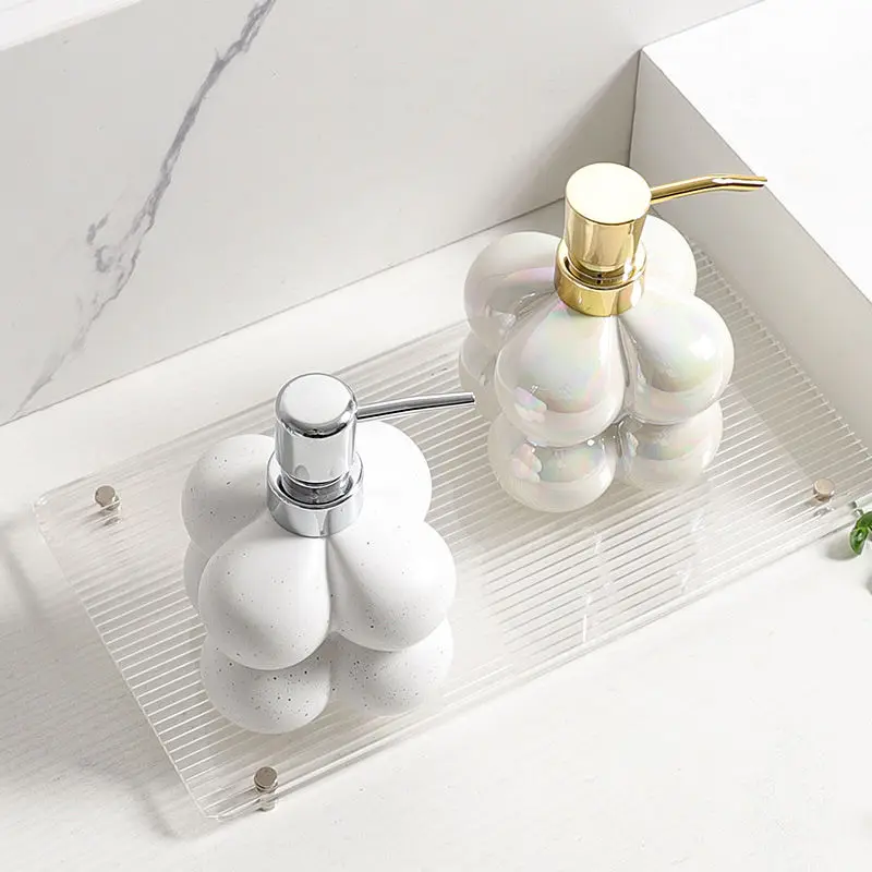 Silver-plated Emulsion Bottles Ceramic Sub-soap Containers Home Hotel Decorated Bathroom Shampoo Collection Bottles Wedding Gift