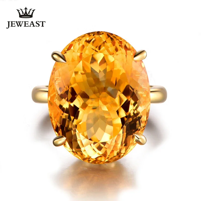 

Natural Citrine 18K Pure Gold 2025 New Hot Selling Top Ring Women Heart Shape Ring For Ladies Woman Genuine Jewelry
