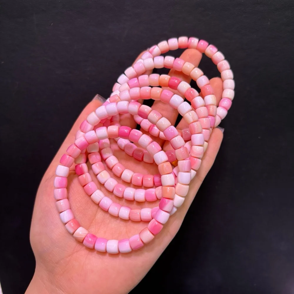 7MM Natural Shell Stone Bead Bracelet Fashion Crystal Quartz Gemstone Jewelry Reiki Healing For Women Gift 1PCS