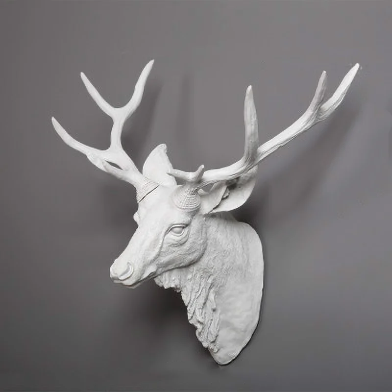 Deer Head Wall Mount Decor 17.5 inch Faux Deer Head Sculpture for Bar Background Wall Mount Home Living Room Wall Art Christmas