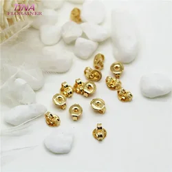 50PCS 5*4MM 5*6 MM 14K Gold Color Plated Brass Stud Earring Back Stopper Diy Jewelry Findings Accessories