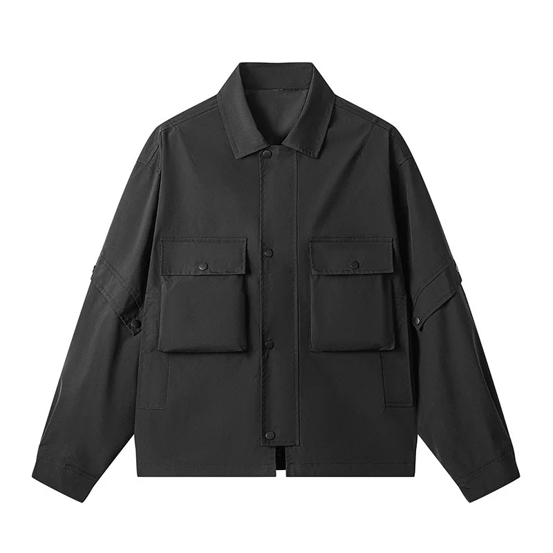 

Новая мужская куртка 2026 года: осенняя, с отложным воротником, ветрозащитная, немнущаяся, свободного кроя. Мужская одежда.