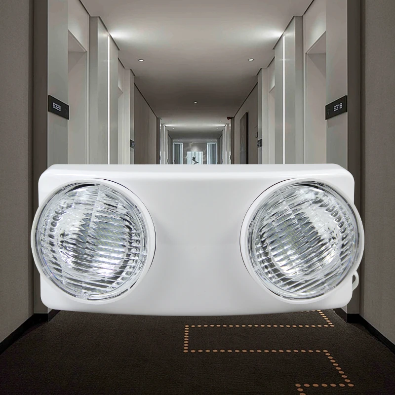 LED Double Lamp Emergency Evacuation Light Wall-mounted Safety Indicator Rechargeable Public Warning Lamps for Power Failure