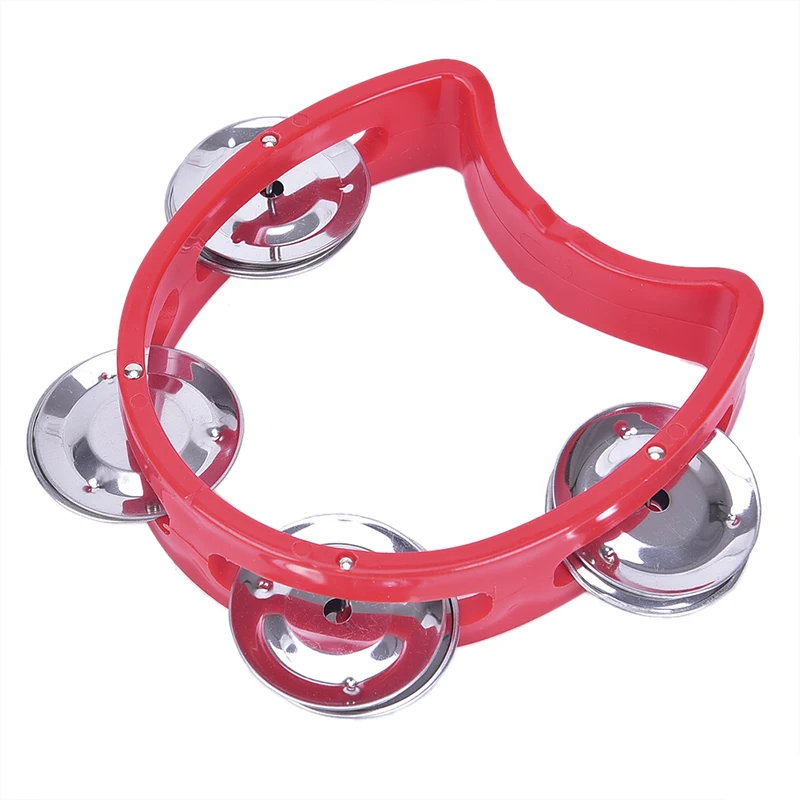 1 Pc Hand Held Tambourine Metal Bell Plastic Rattle Ball Percussion for KTV Party Kid Game Toy Musical Instrument