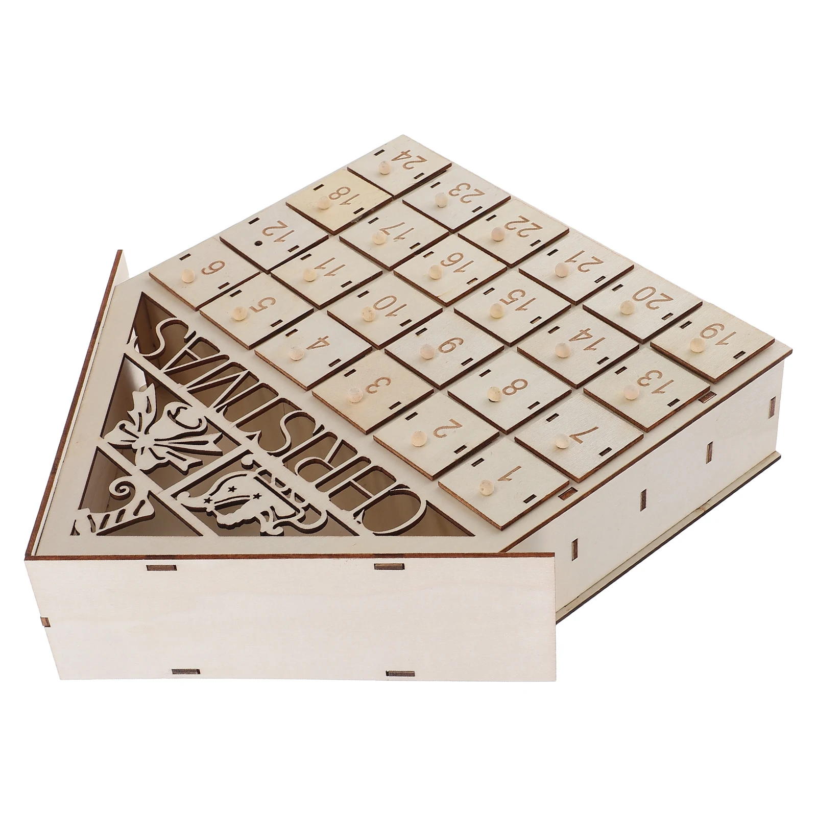 

Wooden Christmas Countdown Calendar 24 Drawers LED Illuminated Holiday Advent Decor for Kids Reusable Festive Tabletop
