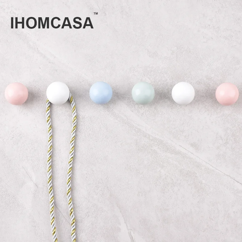 IHOMCASA Ceramic Furniture handle Cabinet Knobs Ceramic Round Drawer Knob Wardrobe Door Handles And Hook Wall Hook