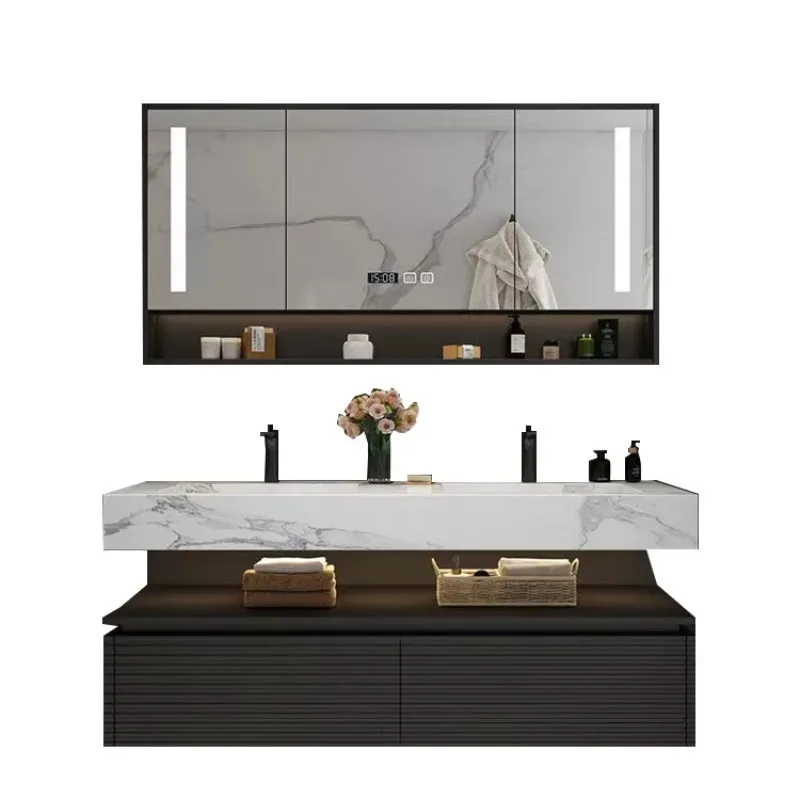 

Slate integrated basin bathroom cabinet wash basin toilet modern washstand