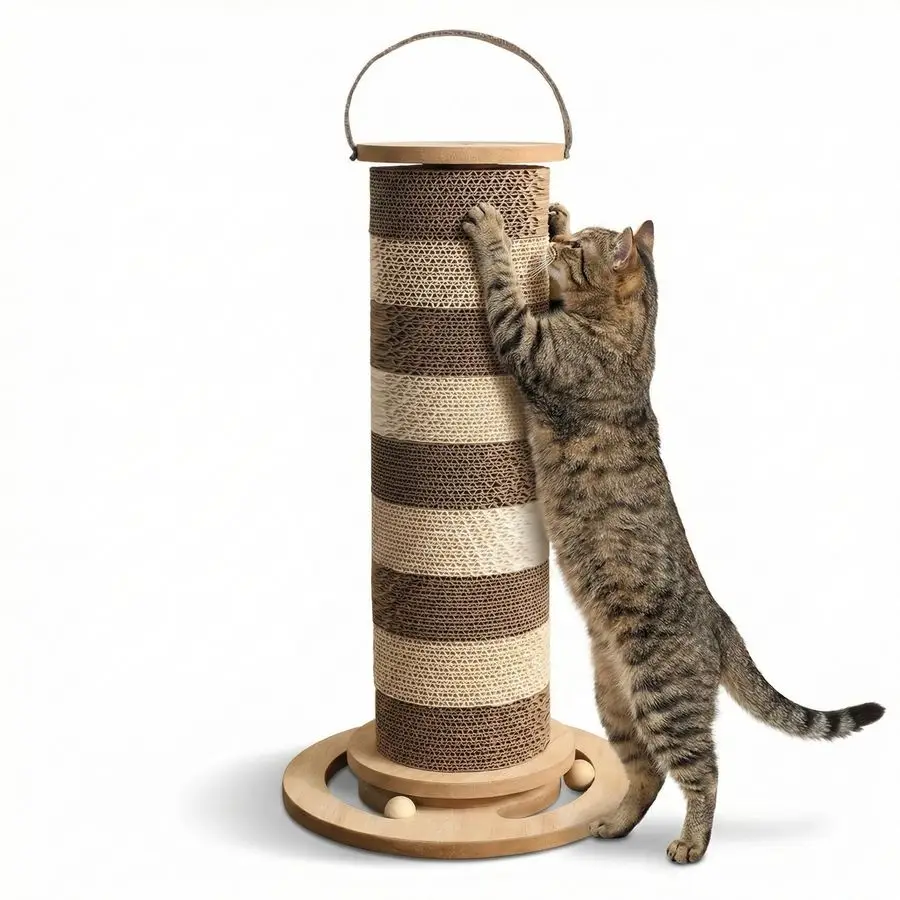 

Вертикальная картонная когтеточка для кошек и котят, модульные сменные блоки, устойчивое основание.