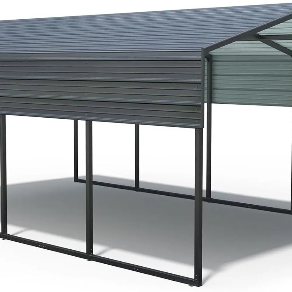 頑丈な12x20フィートの金属製カーポート、多目的屋外シェルター、強化フレーム付きポータブルガレージ、車両用耐候性収納