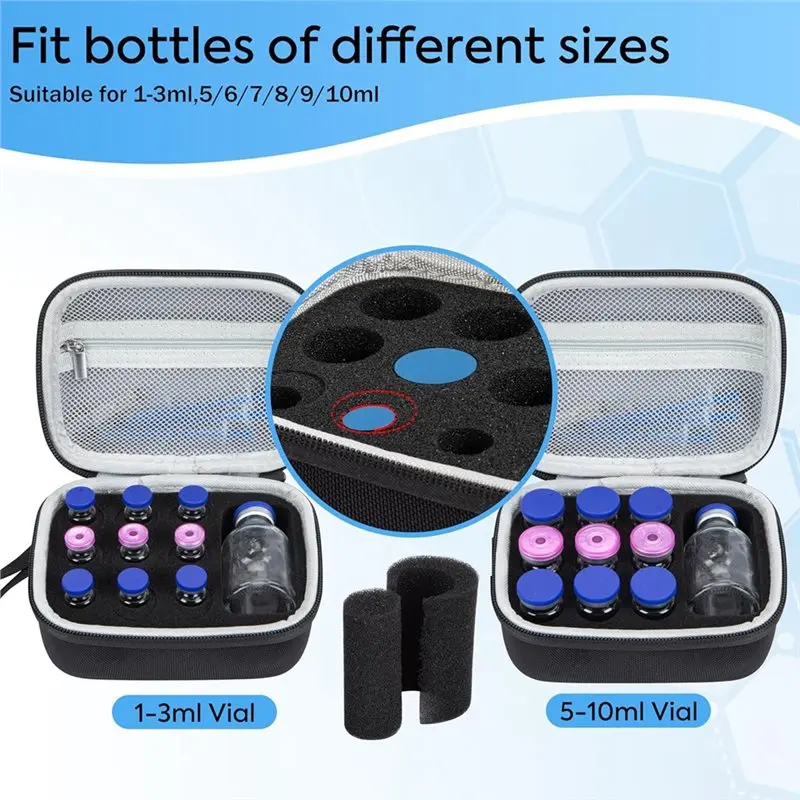 Insulin Vial Organizer Bag 10 Slots For Diabetics Standard 1Ml 3Ml 5Ml 10Ml 30Ml Vials And Insulin Vial Protector Case