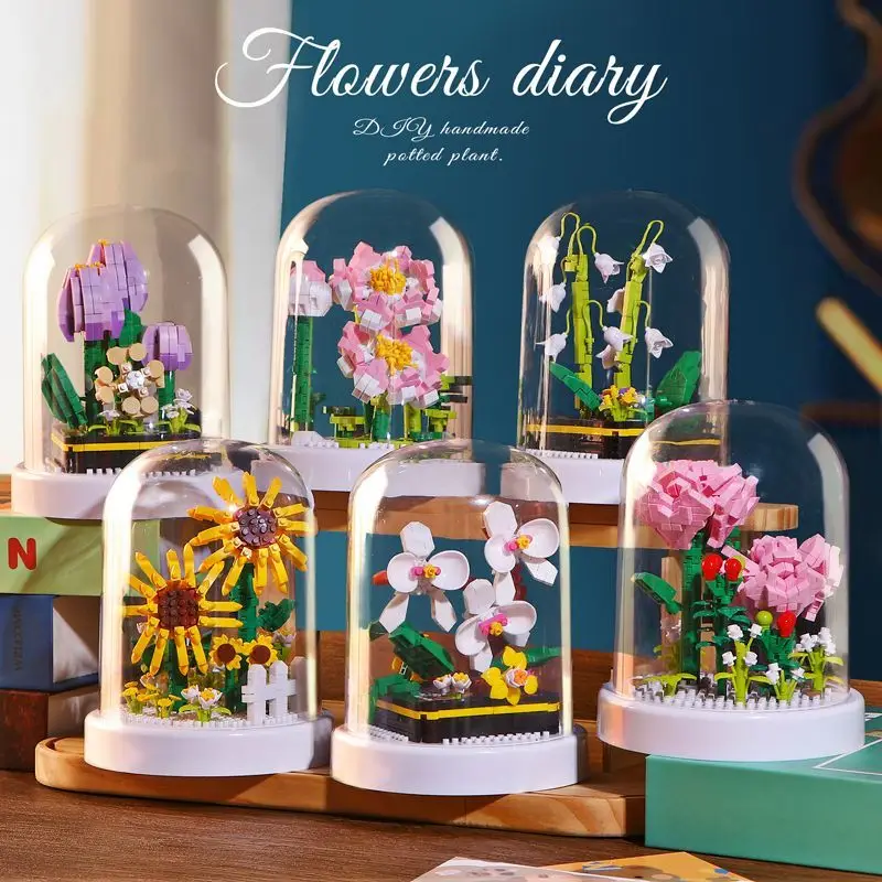 

Chinese Building Blocks Eternal Rose Bouquet, Assembled Flower Toy, Birthday Gift Series for Girls