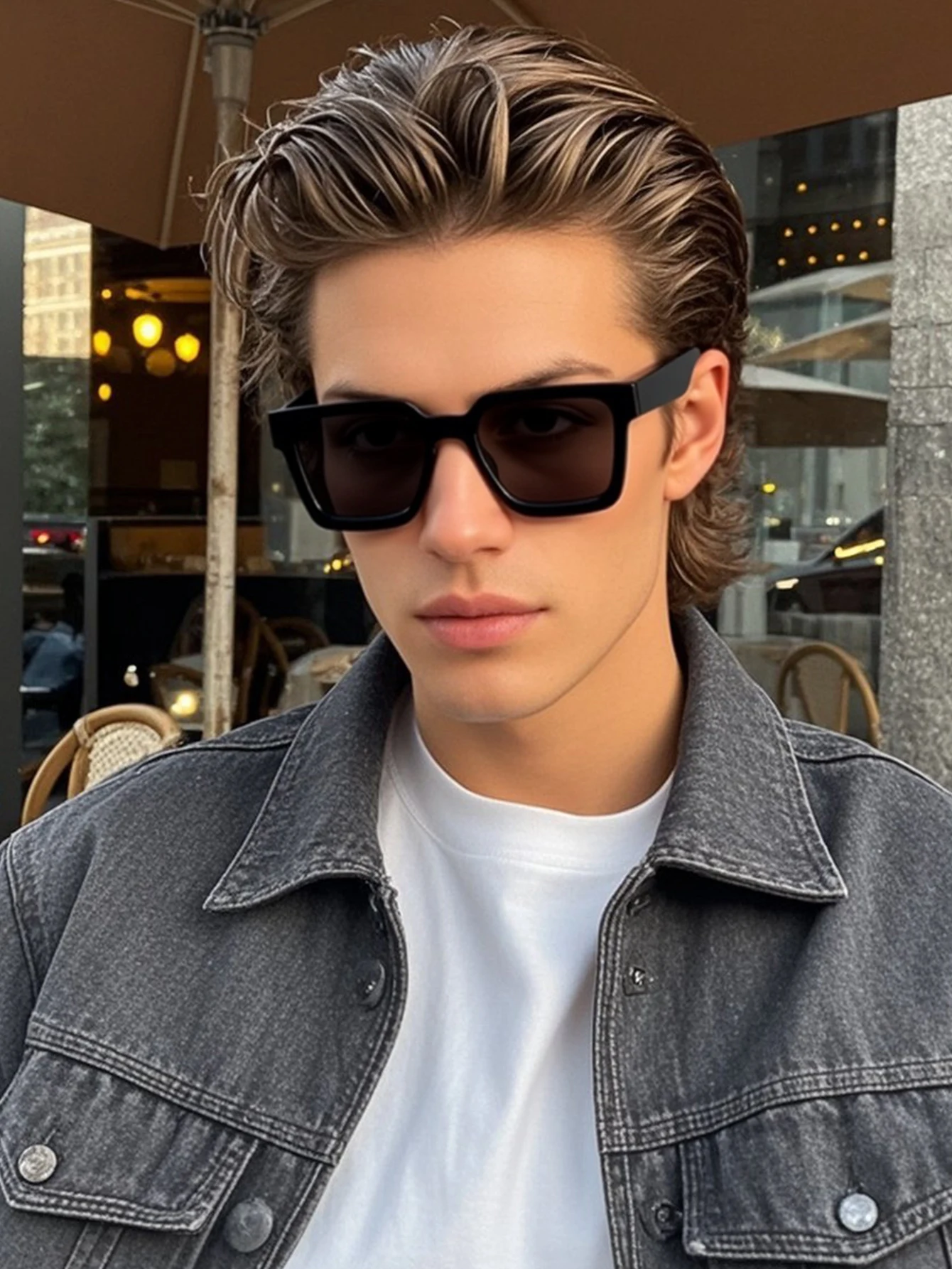 1 Stück quadratische Sonnenbrille, Unisex, trendige Sonnenbrille mit großem Rahmen, stilvolle Schattenbrille, modisch, neuer schwarzer Rahmen, Urlaubsgeschenk