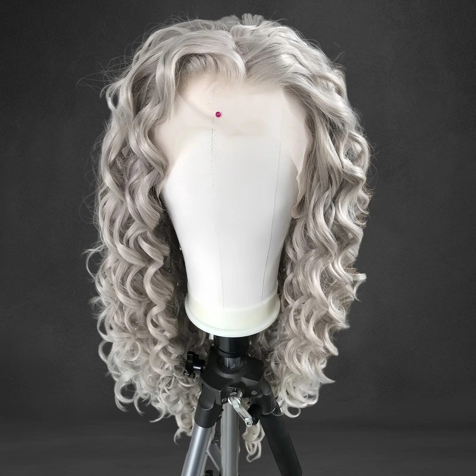 فضي شقراء طويلة مجعد الباروكات للنساء رمادي فضفاض مجعد الشعر الاصطناعية جزء مجاني غلويليس 13X4 الدانتيل الباروكة الأمامية للحزب اليومي #5