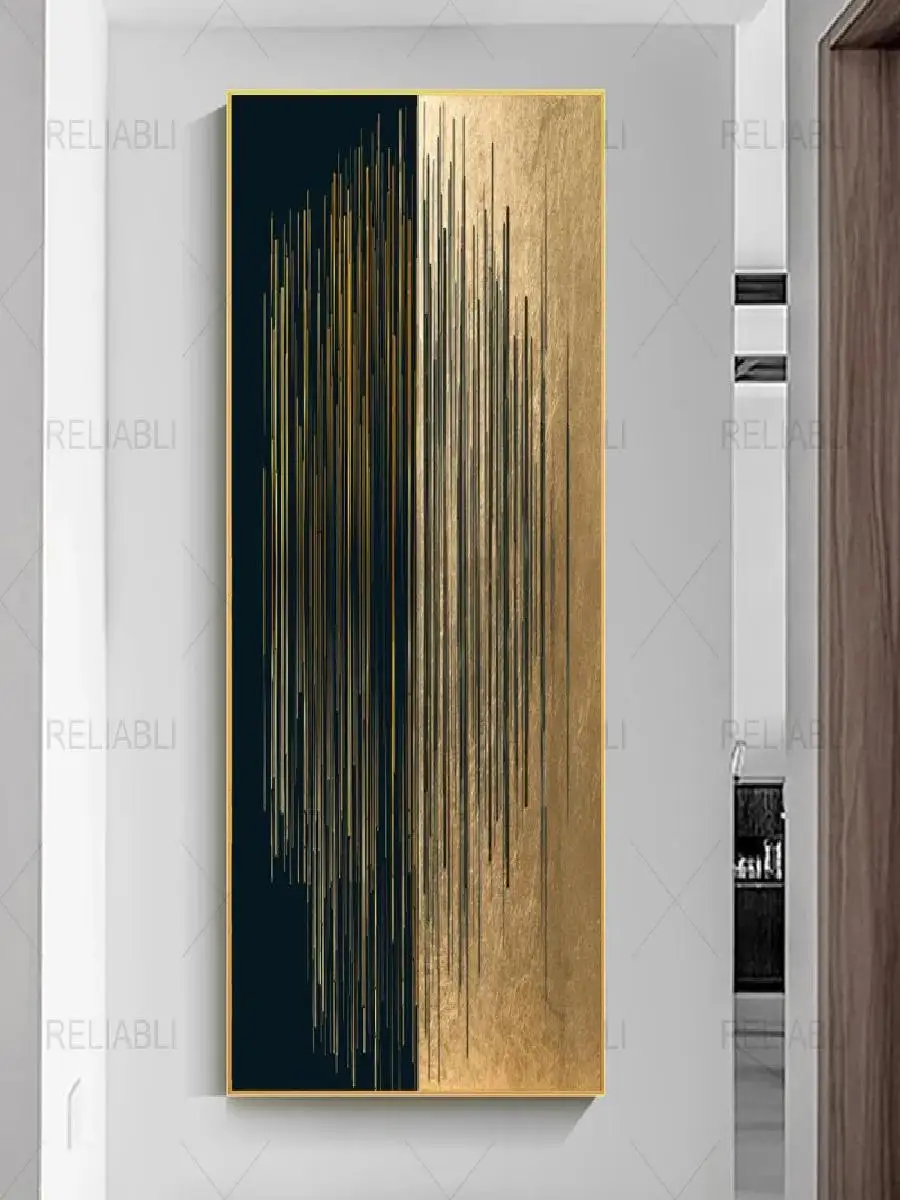 Modern Minimalist Abstract Black and Gold Lines Canvas Painting Wall Art for Home Decor  Unframed Gallery Picture Print Poster