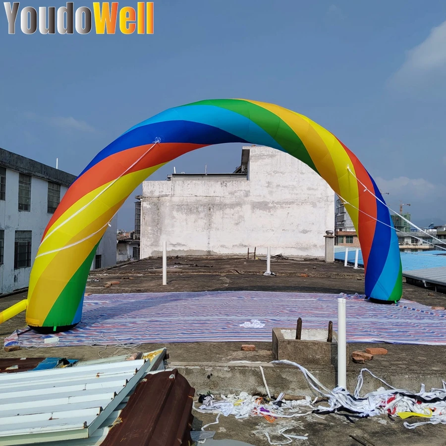 Rental Inflatable Rainbow Spiral Arches Are Used For Rent And Sale At The Door Of Business Activities