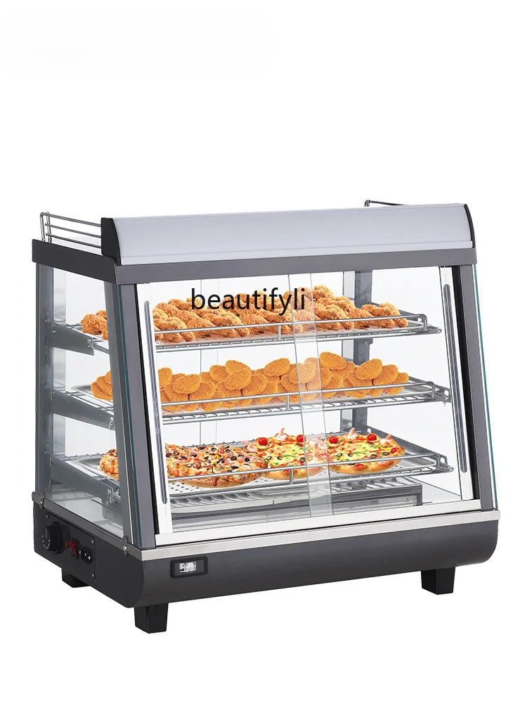 

Heated Display Cabinet Desktop Display Commercial Cooked Food Egg Tart Hamburger Fried Chicken Fries Thermostatic Cabinet