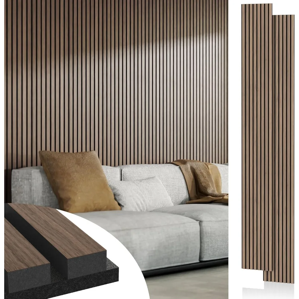 Acoustic Wood Wall Panels, 2-PC Soundproof Wood Panels for Decor, Wood Slat Wall Panels for Wall Decor