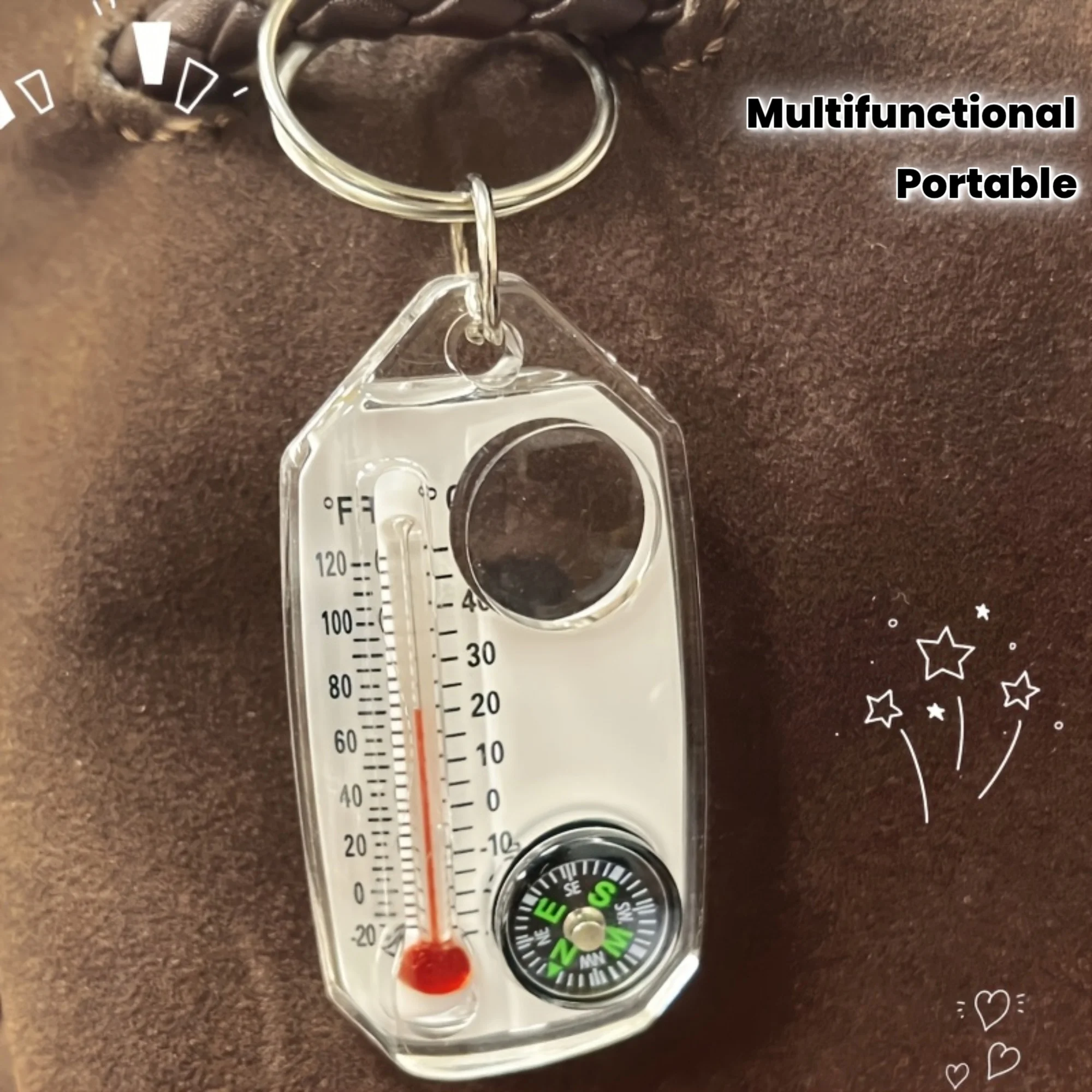 Multifunction Mini Keychain Camping Compass Thermometer Outdoor Climbing Temperature Tester Survival Guiding Compass Tool