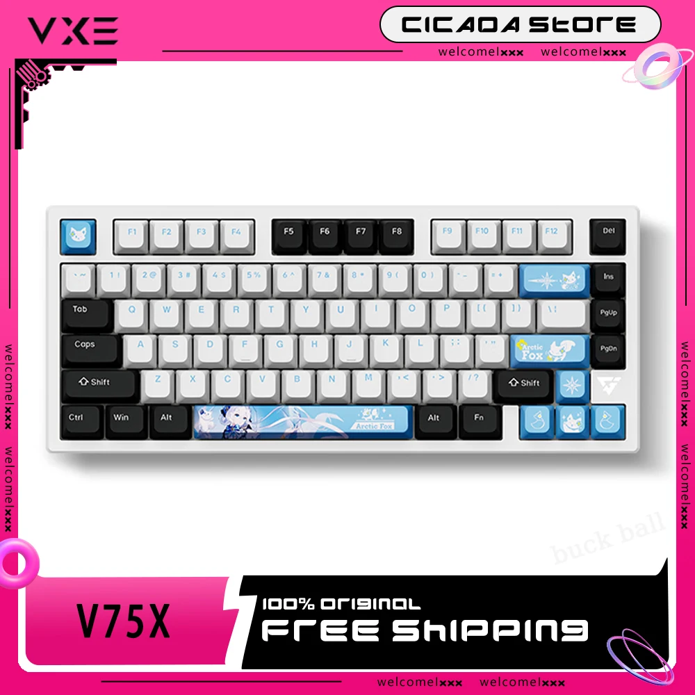 

VXE ATK V75X Gamer Mechanical Keyboard 3 Mode 2.4G Wireless Bluetooth Keyboard 80Keys ARGB Hot Swap Esports Gaming Keyboard Gift