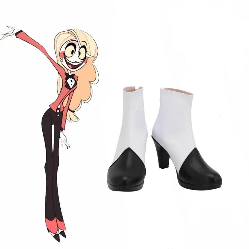 2025 11 Hazbin Charlie botas de Cosplay Hotel blanco negro cuero hecho a medida cualquier tamaño mujer Anime zapatos nuevos