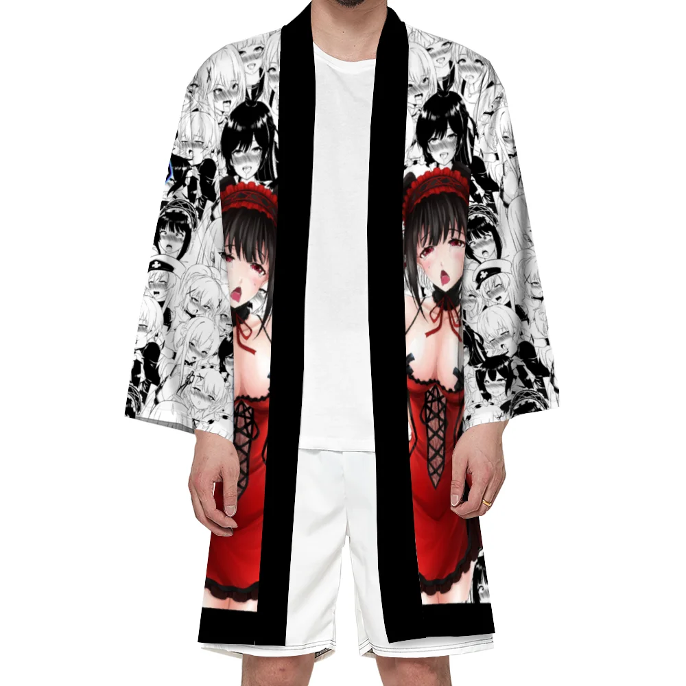 Customized Long-Sleeved Kimonos Men's Long Version Kimono Cardigan Japanese Summer Anime Cosplay Cloak Free DIY Samura Haori