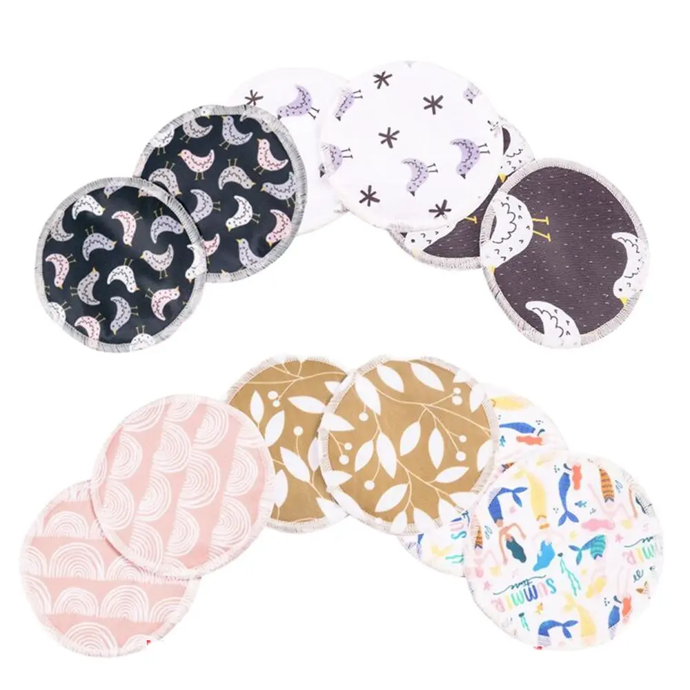 HappyFlute 6Pcs Random Print New Bamboo Breast Pad Nursing Pads For Mum Washable Waterproof Feeding Pad Reusable Breast Pads