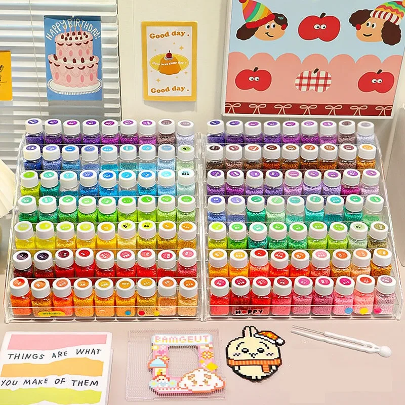 

54/63PCS Perler Bead Storage Jar Nail Art Jewelry Rhinestone Storage Bottle Container Multifunctional Home Organization Storage