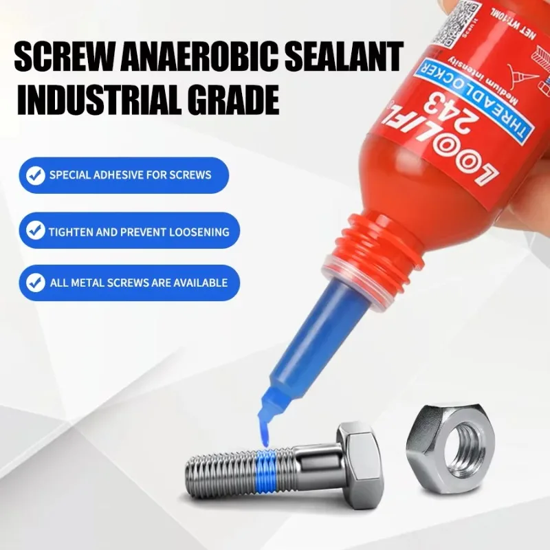 Blue Threadlocker 243- Anaerobic Curing Screw Lock Adhesive for Nuts & Bolts, Anti-Vibration Sealant with Rust Protection (10ml)