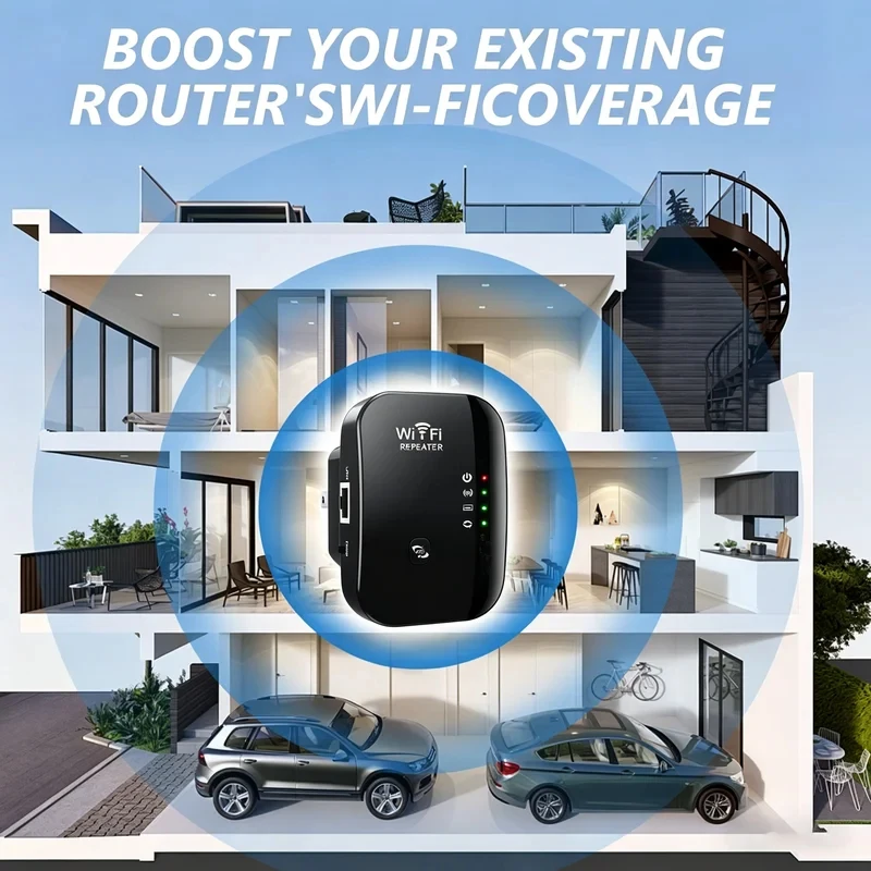 Wireless 300M 2.4GHz WiFi Range Extender, Strong Signal Repeater Amplifier Convenient Setup Network Booster For Home Office