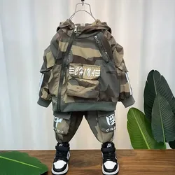 Children's Clothing Set Spring and Autumn New Boys Casual Camouflage Clothing Set Baby Jacket Pants Two-piece Set