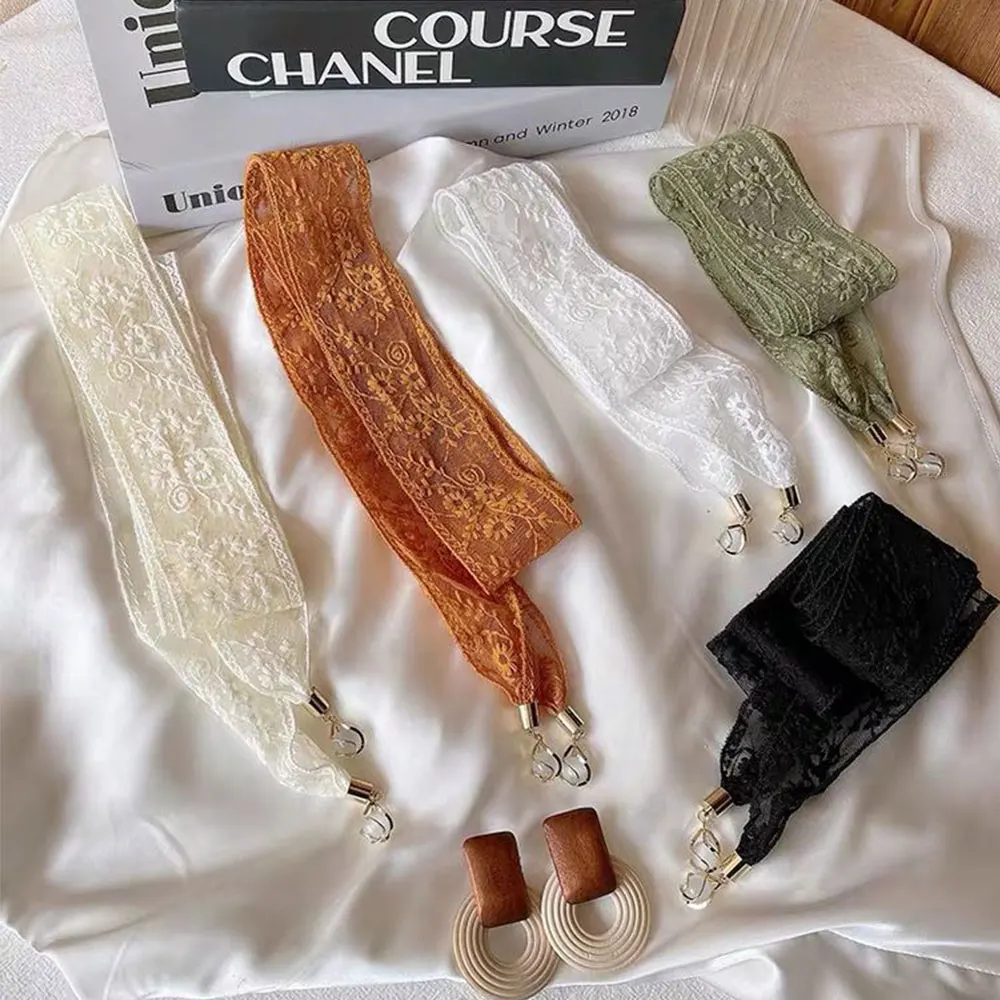 

Summer Vintage lace Long Hair scarf Embroidery Thin Scarf Headband Women Girls Embroidered Floral Skinny Ribbon Headscarf