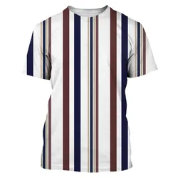 Nuova estate a righe stampate in 3D da uomo semplice sottile elegante moda sportiva Casual di grandi dimensioni girocollo manica corta t-shirt top