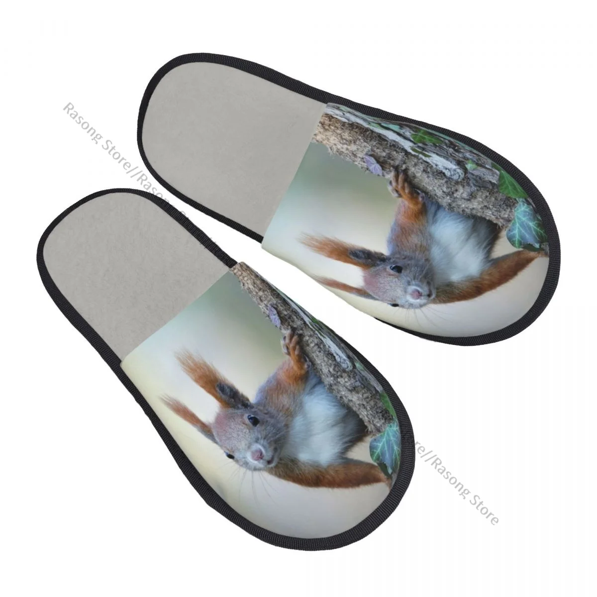 

Меховые тапочки для женщин и мужчин, модные пушистые зимние теплые тапочки, белка на дереве, обувь для дома