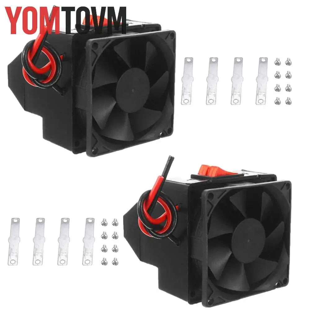 1Pc Black And Red Double Switch Car Heater 12V/24V ABS Interior Defroster For Sedan SUV Truck Van Universal Car Accessories