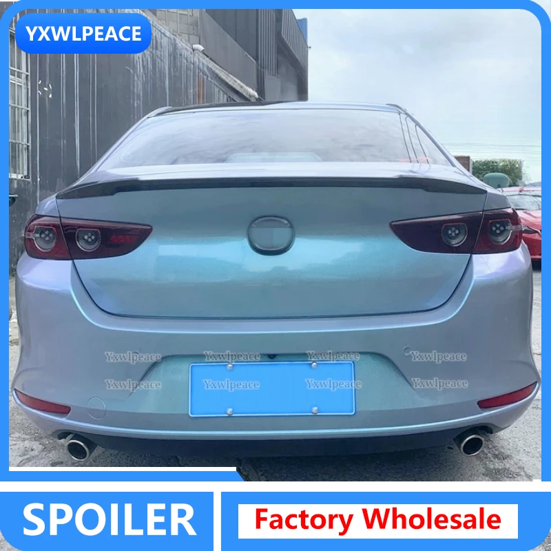 For Mazda 3 Axela Sedan 2019 2020 2021  ABS Material Gloss Black and Carbon Fiber Exterior Trunk Spoiler Sport Kit Accessories