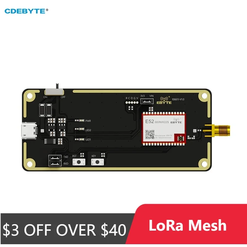 LoRa Mesh Wireless Module Test Board CDEBYTE E52-900NW22S-TB 868/915MHz 22dBm  USB Interface Pre-Welded E52-400NW22S