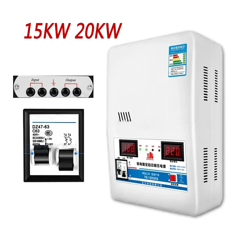 Voltage Stabilizer 20KW Input Voltage 120V-270V Output 220V Appliance Auto Stabilized Power Supply Tool Voltage Regulator