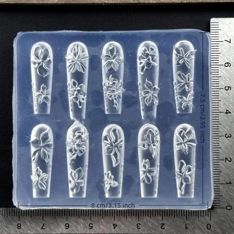 NEW Flowers Nail Art Mold Silicone Relief Vintage 3D Nail De
