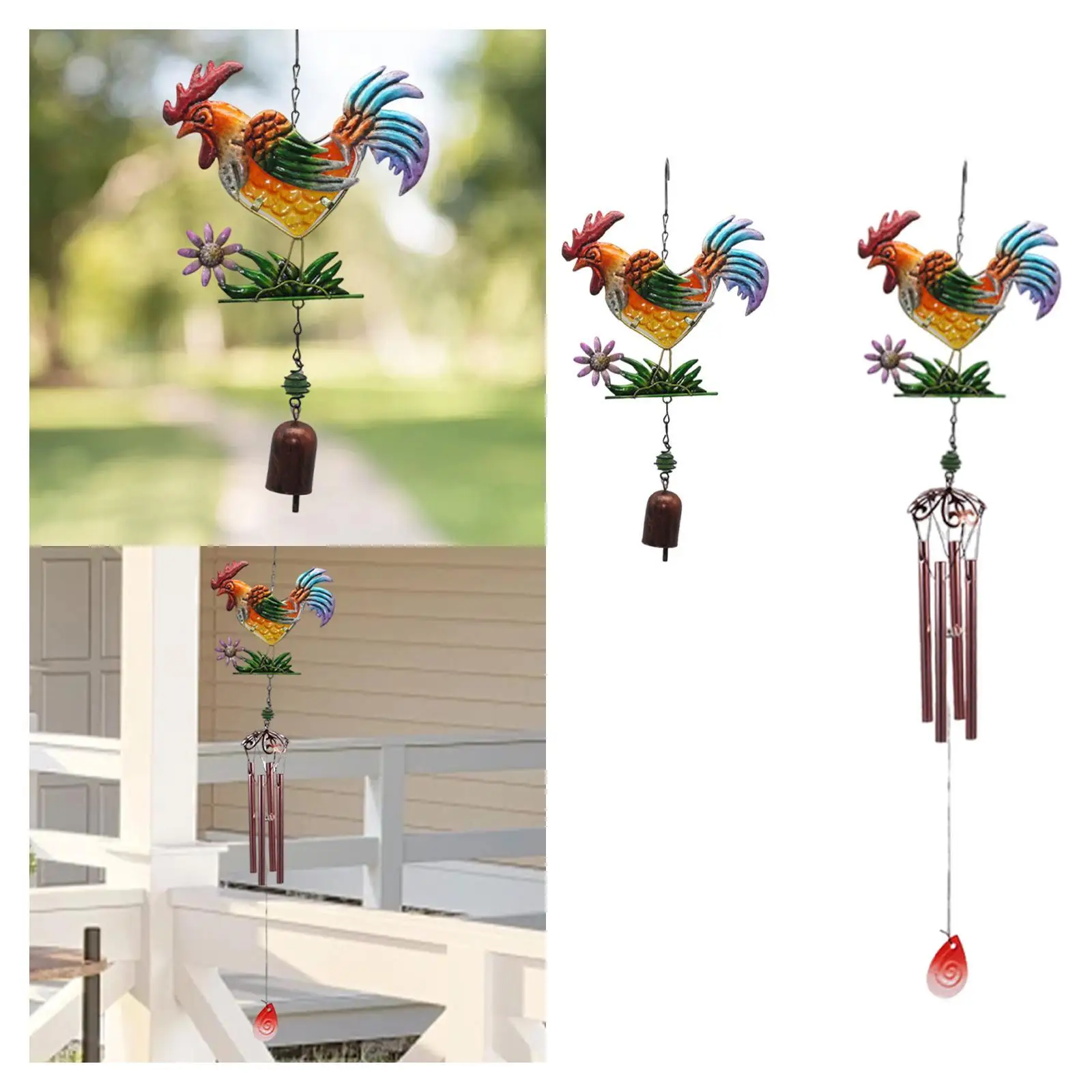 Rooster Wind Chime Pendant Festival Decor Garden Decor for Home Outdoor Lawn