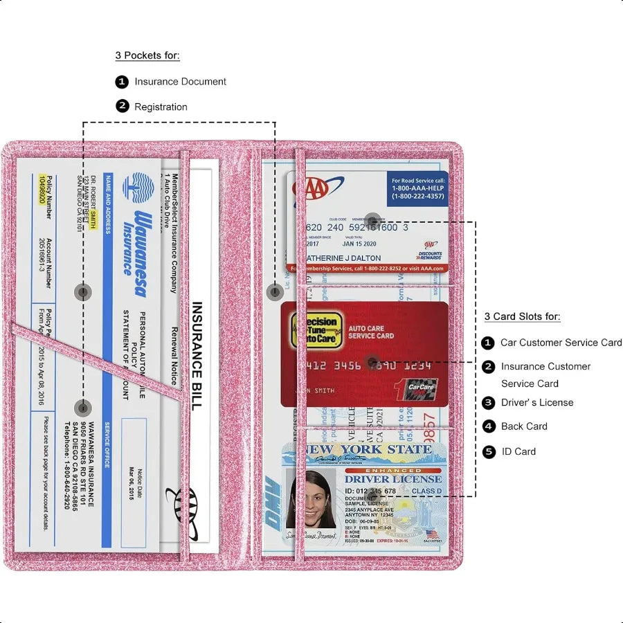 تسجيل السيارة وحامل بطاقة التأمين وثيقة رخصة السيارة صندوق القفازات مقصورة منظم ملحقات السيارة الداخلية لـ W