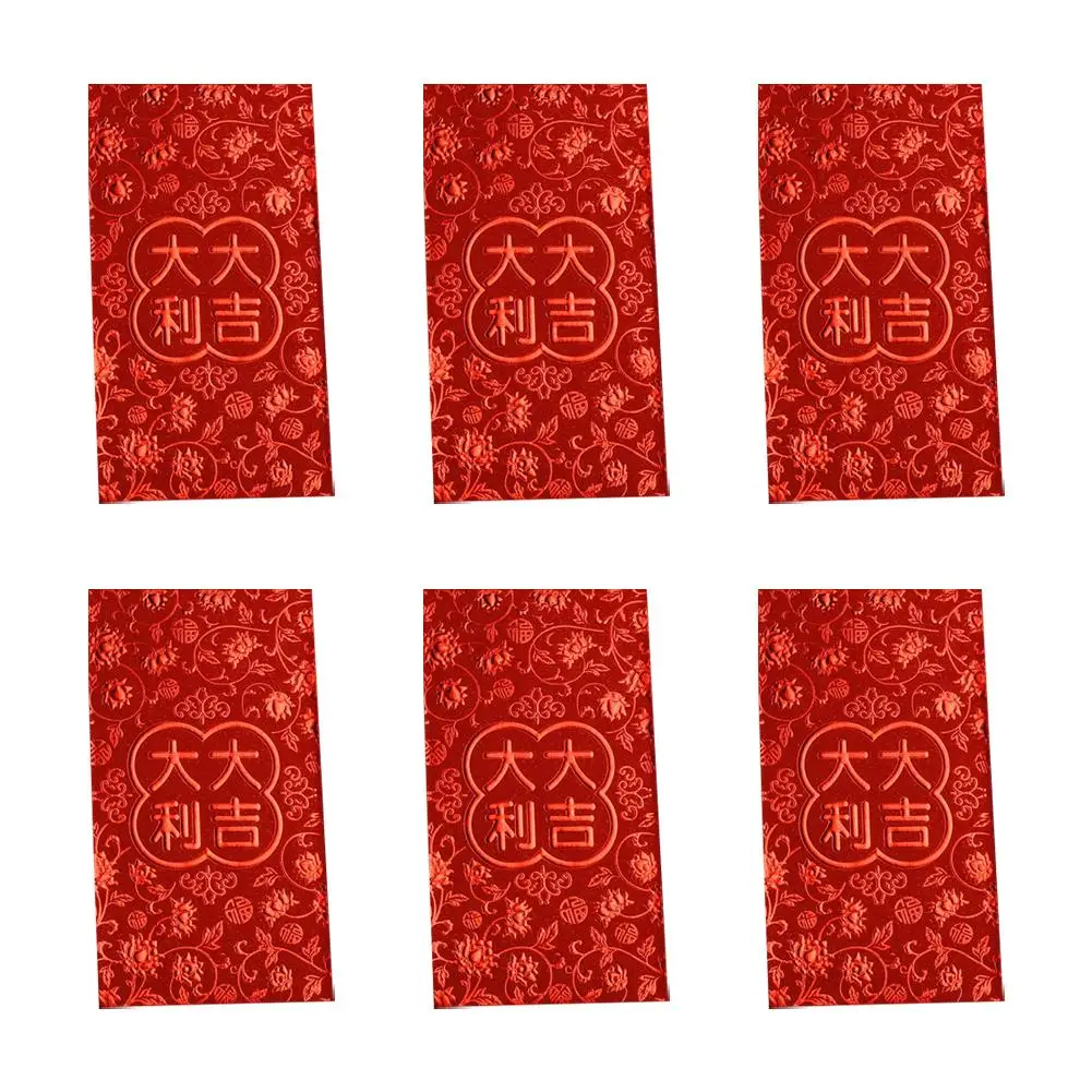 6 Pcs Chinese Red Pocket Hot Stamping Red Envelopes For Best Wish Lucky Money Wedding Ceremony Red Envelopes New Year Decor