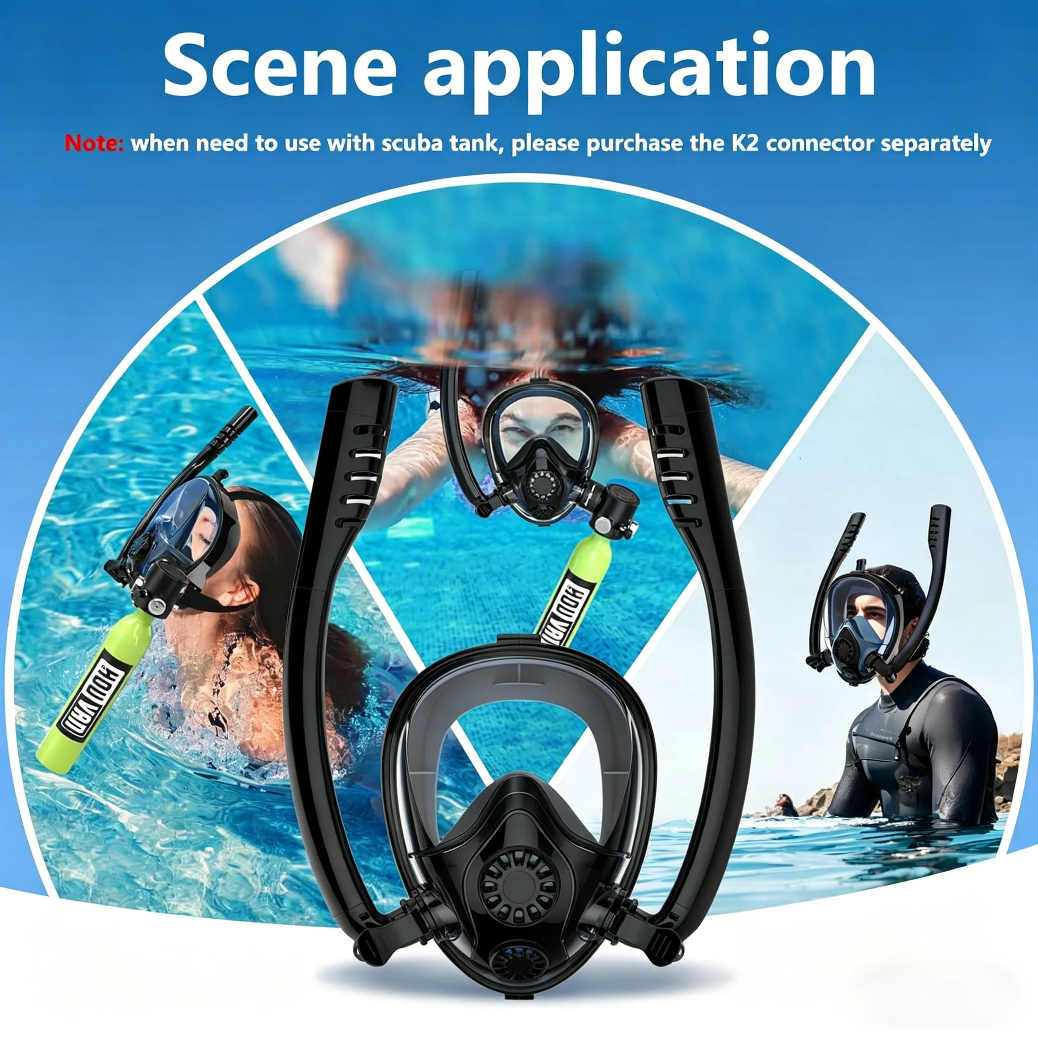 HOUVAN 0.5L Mini Diving Tank with Pump and Snorkel Mask Portable Diving Tank Essential For 6-10 minutes underwater, summer leisure gear,for Dive Boat Repair, Snorkelingfor Outdoor Travel Unisex Gift view 7